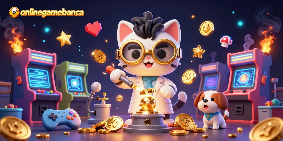 Engage with onlinegamebanca's thrilling gaming world in a vibrant 3D illustration.