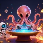 Jouez à casino en ligne avec une scène immersive d'une pieuvre extraterrestre et un robot.
