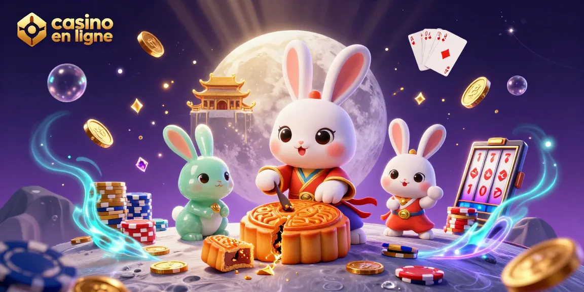 Jouer au casino en ligne avec un lapin lunaire et des jetons de poker.