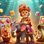オンラインカジノ スロットの魅力を凝縮したスロットマシンのビジュアルとキャラクターのデザイン。