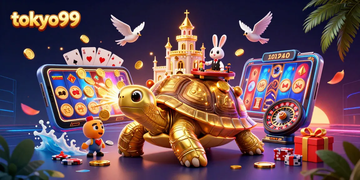 tokyo99 menawarkan keseruan dengan mesin slot digital dan dealer kelinci dalam ilustrasi kasino yang menarik.