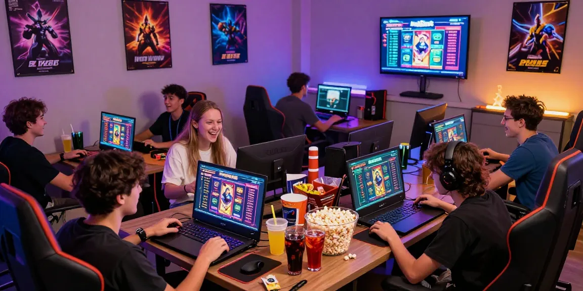 Playbook88 gamers enjoying an engaging online experience in a vibrant lounge setting.