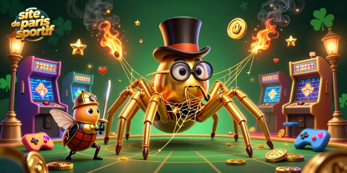 Pariez sur le site de paris sportif avec une scène animée mettant en avant des personnages fascinants et des machines de jeu colorées.