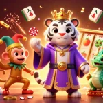 Jouer au casino en ligne avec un tigre élégant, un singe jonglant et une statue de dragon en jade.