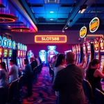 Menangkan slot88 di kasino penuh warna dengan mesin slot yang bersinar.