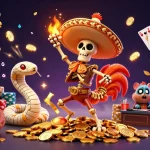 Jeu passionnant au casino en ligne avec une danse festive et des pièces d'or scintillantes.