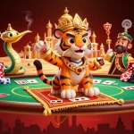 Experience the thrill of NEW88 gaming with vibrant casino elements and characters in an imaginative illustration.