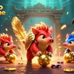 Plongez dans l'univers du casino en ligne avec un affrontement épique entre pangolins, jetant des jetons et des pièces d'or.