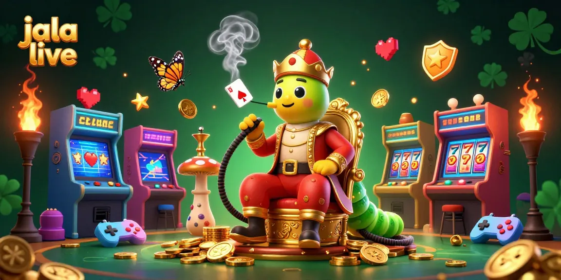 Win big with jala live's dynamic gaming scene featuring an interactive caterpillar master and vibrant casino elements.