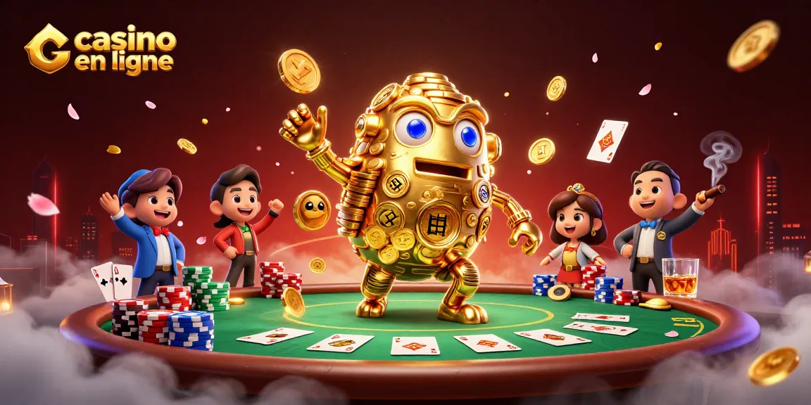 Jouez au casino en ligne avec un golem doré qui attire des jetons de poker scintillants.