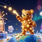 Visualisez le monde captivant du casino en ligne avec des personnages interstellaires et des machines à sous éclatantes.
