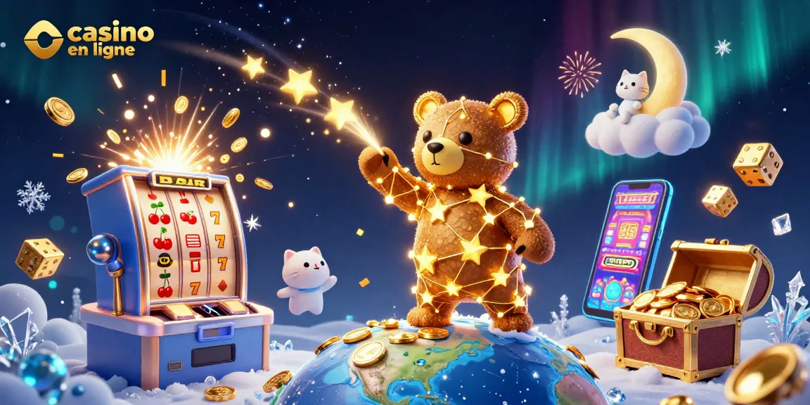 Visualisez le monde captivant du casino en ligne avec des personnages interstellaires et des machines à sous éclatantes.