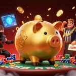 Jeu dynamique au "casino crypto retrait instantané" avec un sumo et un ninja, joignant des éléments de poker et blockchain.