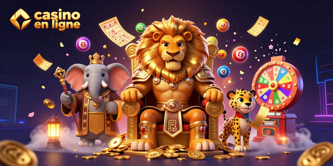 Gagnez avec le casino en ligne en découvrant notre illustration dynamique remplie de loteries et de gains.