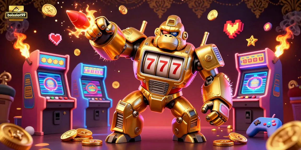 Experience the thrill of bolaslot99 with a dynamic, action-packed 3D casino illustration bursting with gaming features.