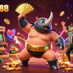 Bolaslot88 Daftar showcases a vibrant casino scene with a beetle champion and game elements for gambling enthusiasts.