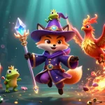 Les jeux de casino en ligne se mêlent à une illustration captivante de personnages et de symboles.
