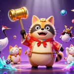 Join the fun with taigamebancaanxu's lively 3D characters amidst vibrant lottery game elements.