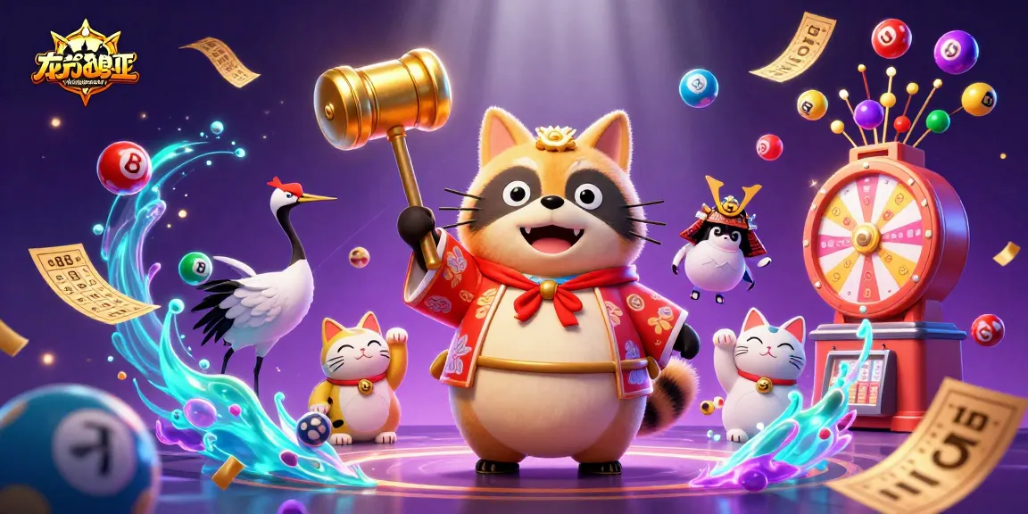 Join the fun with taigamebancaanxu's lively 3D characters amidst vibrant lottery game elements.