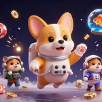 Engage with nohu-cupthegioi in a vibrant casino scene featuring a playful corgi astronaut and dynamic lottery elements.