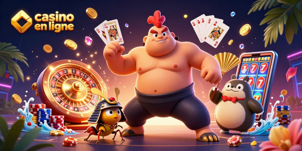 Jouer au casino en ligne avec des personnages animés dans une scène dynamique remplie d'or et de jeux.