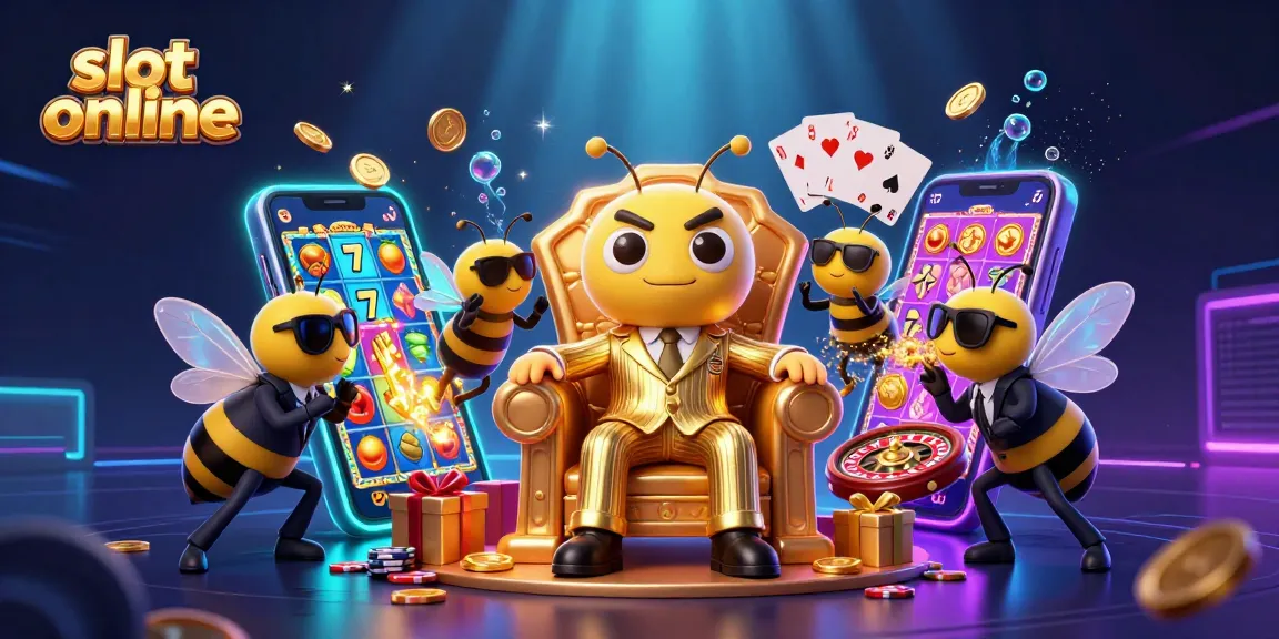 Spin the reels in an ultra-detailed illustration of a bumblebee mob boss in the slot online world.