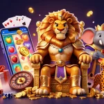 Profitez de l'expérience immersive d'un casino en ligne avec un roi lion majestueux et une ambiance féérique.
