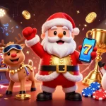 Jouez au casino en ligne avec Santa et des amis dans un décor festif et dynamique.