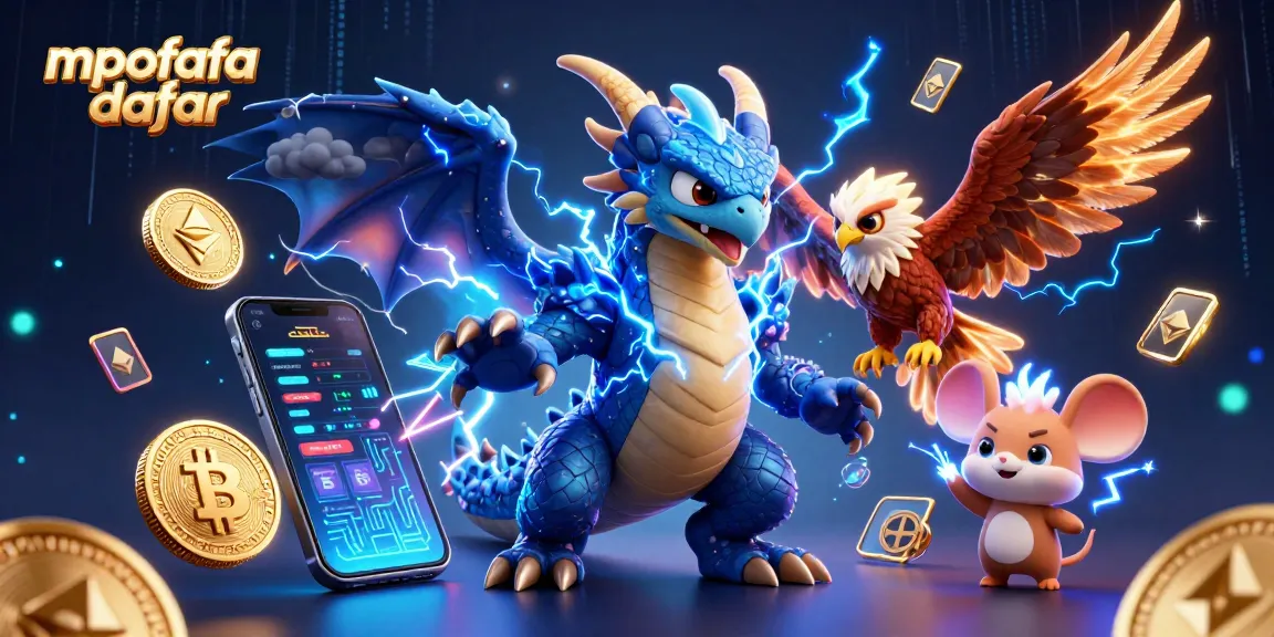 Experience thrilling gameplay on mpofafa daftar with a vibrant 3D illustration of a dragon and hawk.