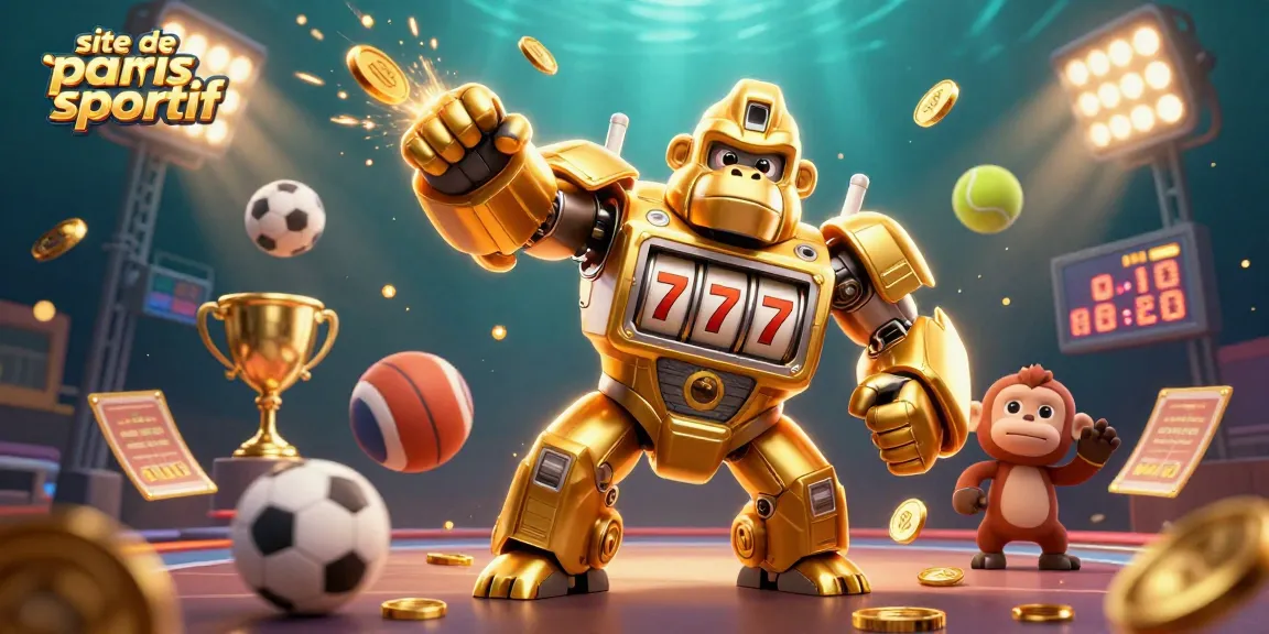 Pariez sur le site de paris sportif avec une illustration dynamique de jeux et de récompenses en sports.